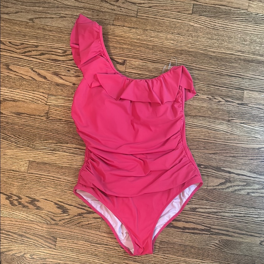 Profile by Gottex Pink One Shoulder One Piece Swimsuit in Bright Pink